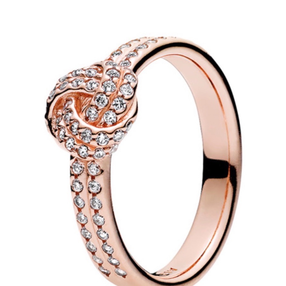 New Pandora Rose Sparkling Love Knot Ring
